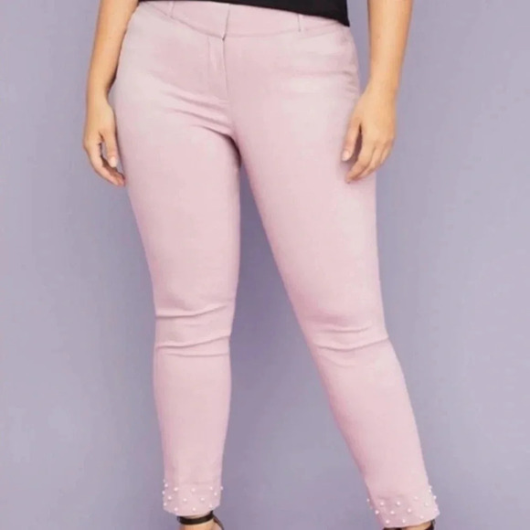 NWT LANE BRYANT The Allie Skinny Pearls Business Casual Fun Ankle Pant - Picture 1 of 10